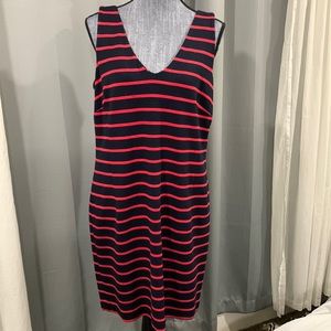 Navy and red stripe dress